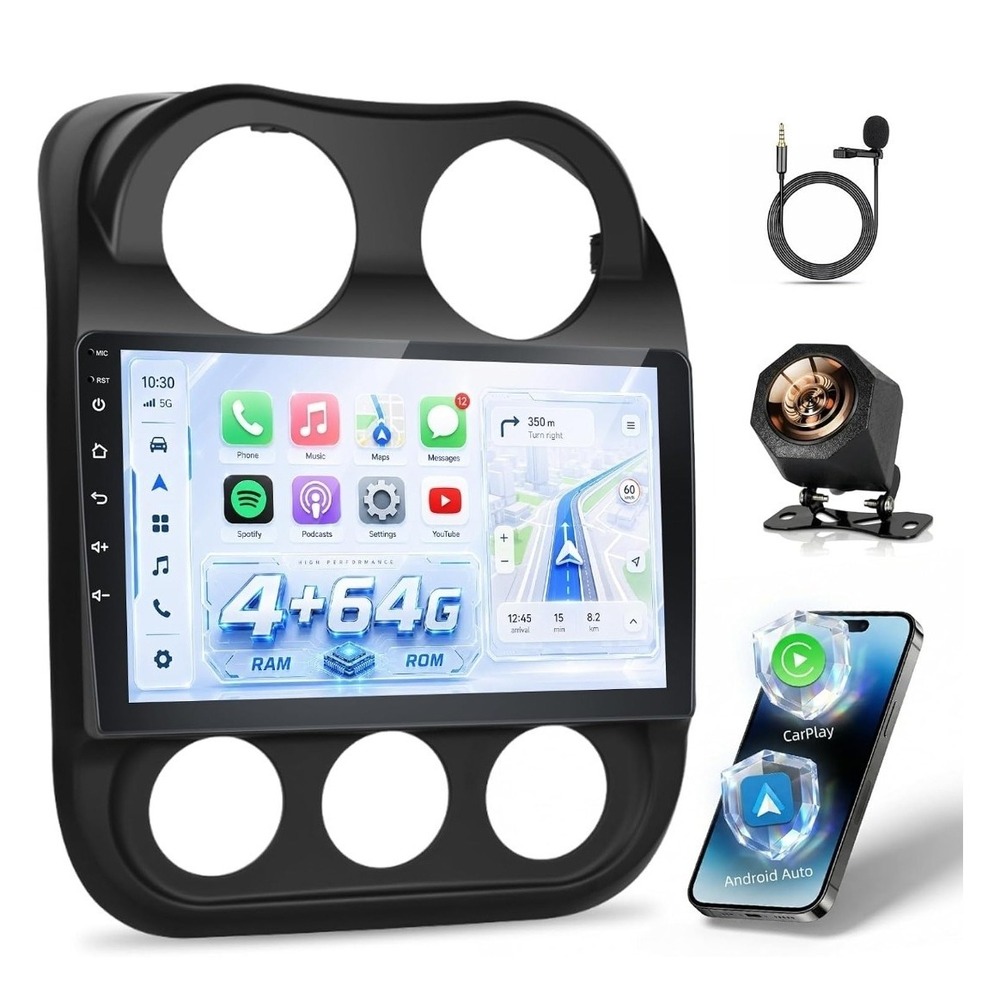 Car Radio for Jeep Compass Patriot 2010-2016 4G+64G Android 15 10.1"Inch GPS SWC